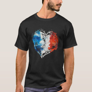 Französische Flagge Vintag Frankreich Herz Patrio T-Shirt