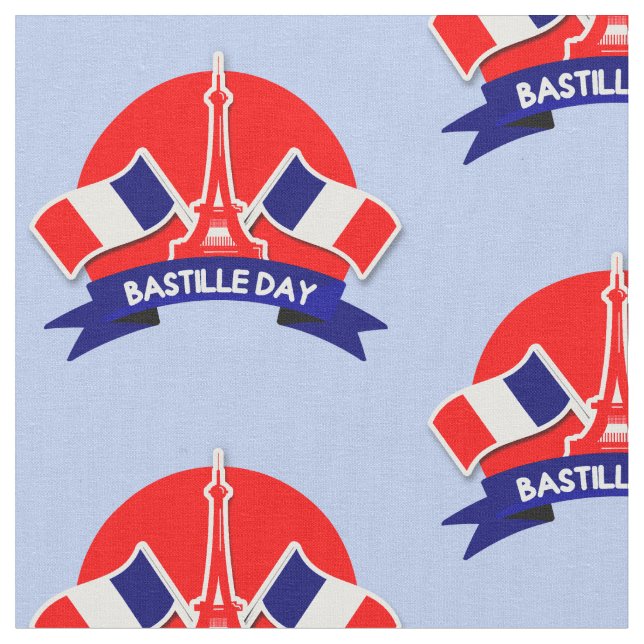 Französische Flaggen Eiffelturm am Bastille Day Stoff (Nahaufnahme)