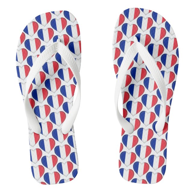 Französische Flaggenfarben Herz-Muster-Patriotik Flip Flops (Fußbett)