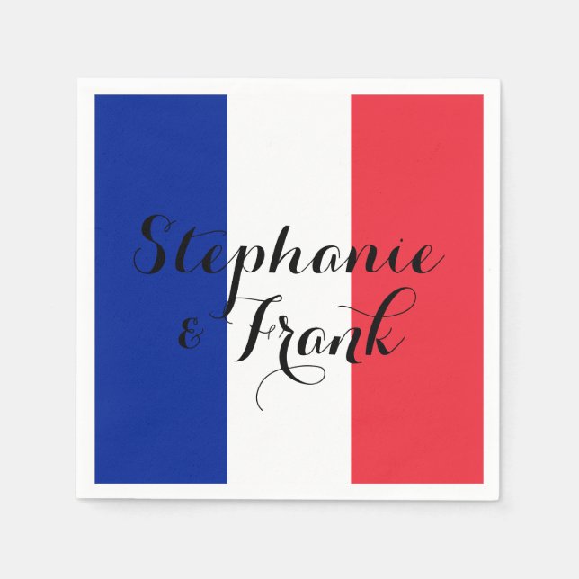 Französische Flaggenfarben Hochzeit Serviette (Vorderseite)