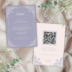 Französische Flieder-QRCode-Hochzeitsdetails-Beila Einladung