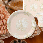 Französische florale Elegante Toile Rosa Gold Dusc Pappteller<br><div class="desc">PAPIER TELLER PARTY DECOR | Elegantes und raffiniertes französisches botanisches Blumendesign, zentriert in einem Elfenbein, cremefarben und Senfgold mit einem rot-rosa Hintergrund Party Servietten. Das ist ein romantisches, klassisches Design für eine schöne Dusche für ein kleines Mädchen für die zukünftige Mutter. Entworfen von international lizenziertem Künstler und Designer, Audrey Jeanne...</div>