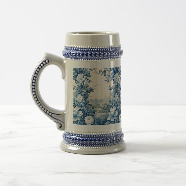 Französische florale Toile-Blau Bierglas (Links)