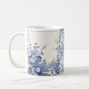 Französische florale Toile-Blau Kaffeetasse