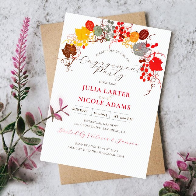 Französische Florals Sweet Berry Traupes Engagemen Einladung (Von Creator hochgeladen)