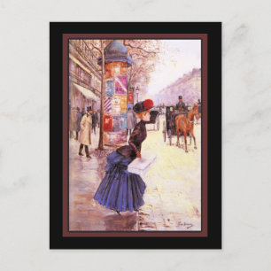 Französische Frau beim Einkaufen im Vintage-Stil Postkarte