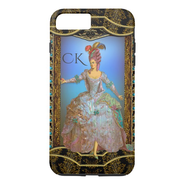 Französische Freuden-schickes barockes Monogramm Case-Mate iPhone Hülle (Rückseite)