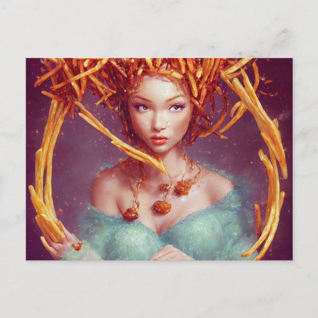 Französische Fry Goddess Postcard Postkarte (Vorderseite)