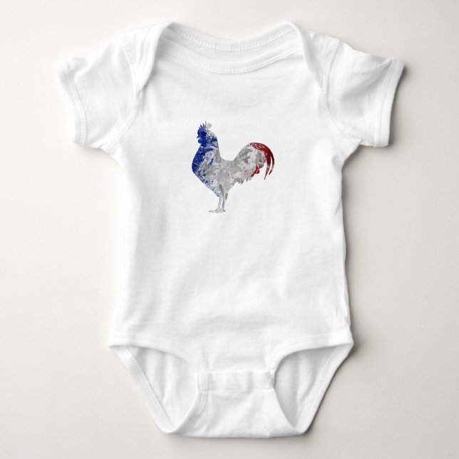 Französische Hahnwasserfarbflagge Baby Strampler (Vorderseite)
