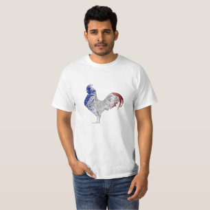 Französische Hahnwasserfarbflagge T-Shirt