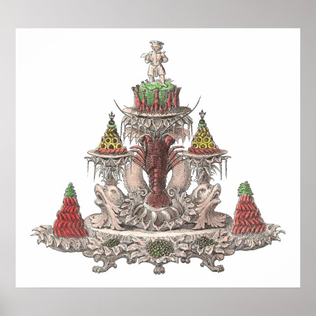 Französische Haute Cuisine - Hummer, Krebse, Vinta Poster (Vorne)