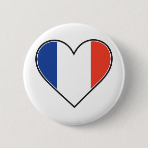 Französische Herz-Flagge Button