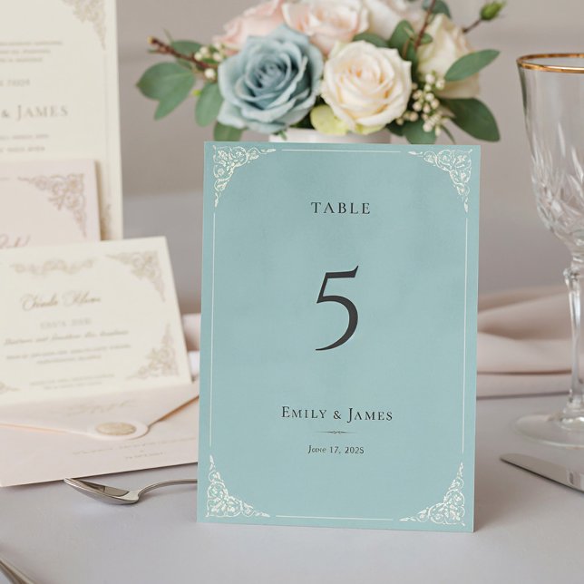 Französische Hochzeitsserie 'French Heron Dusty Bl Tischnummer (Von Creator hochgeladen)