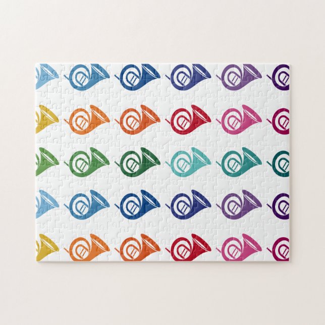 Französische Horn-Farbige Fun-Array-Musik Puzzle (Horizontal)