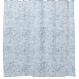 Französische Hütte Dusty Blue Floral Duschvorhang