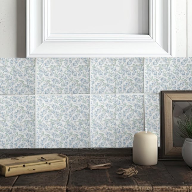 Französische Hütte Sage Green Blue Floral Fliese (Von Creator hochgeladen)