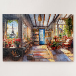 Französische Hütte Wasserfarbe Puzzle