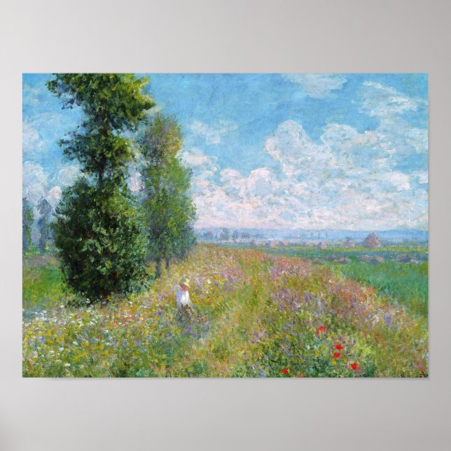 Französische Impressionistin Meadow mit Poplars Mo Poster (Vorne)