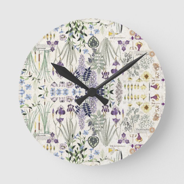 Französische Jugendstil-Vintage Blume Wall Clock Runde Wanduhr (Vorderseite)