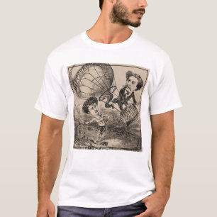 Französische Karikatur eines Ballonfahrers in eine T-Shirt