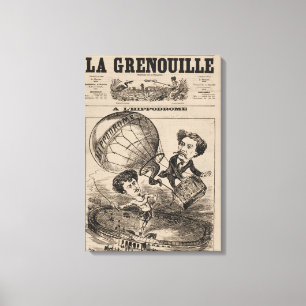 Französische Karikatur eines Balloonisten in Heißl Leinwanddruck