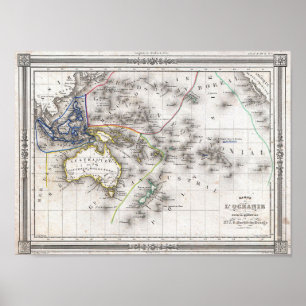 Französische Karte Australiens und Polynesiens Poster