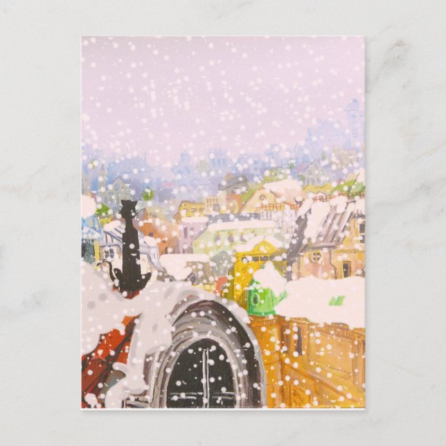 Französische Katze auf dem Dach Postkarte (Vorderseite)