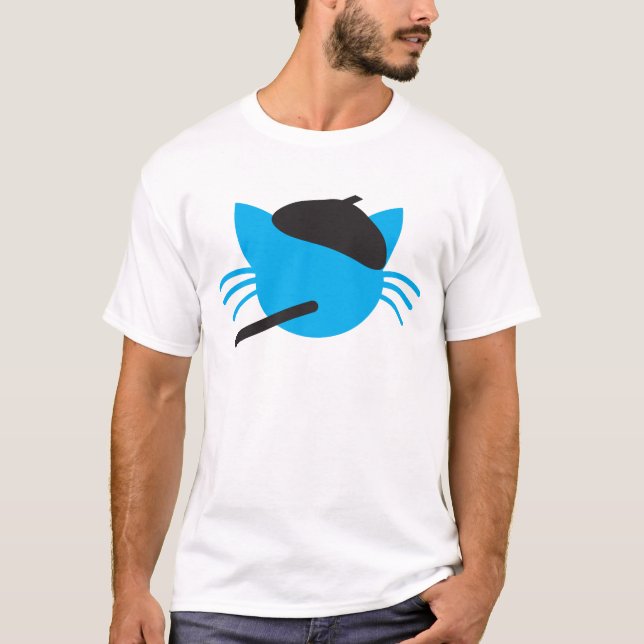 Französische Katze in einem Barett und in einer T-Shirt (Vorderseite)