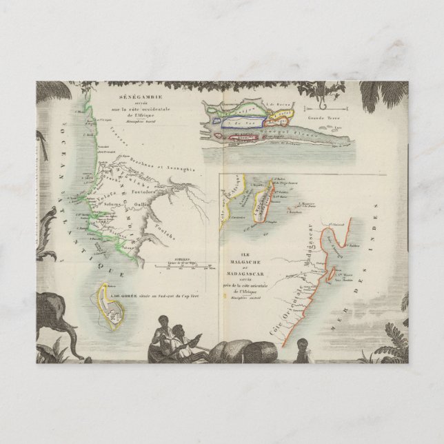 Französische Kolonien in Afrika Postkarte (Vorderseite)