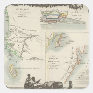 Französische Kolonien in Afrika Quadratischer Aufkleber