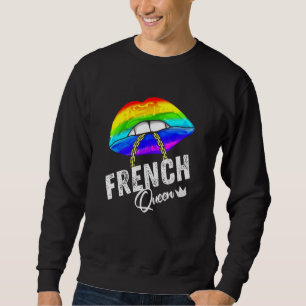 Französische Königin Lgbtq Gay Pride Flag Lippenst Sweatshirt