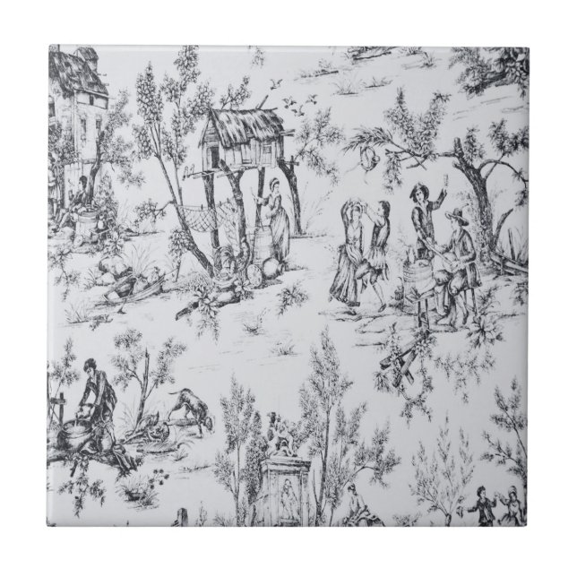 Französische Kunst in Schwarz-Weiß Fliese (Vorderseite)