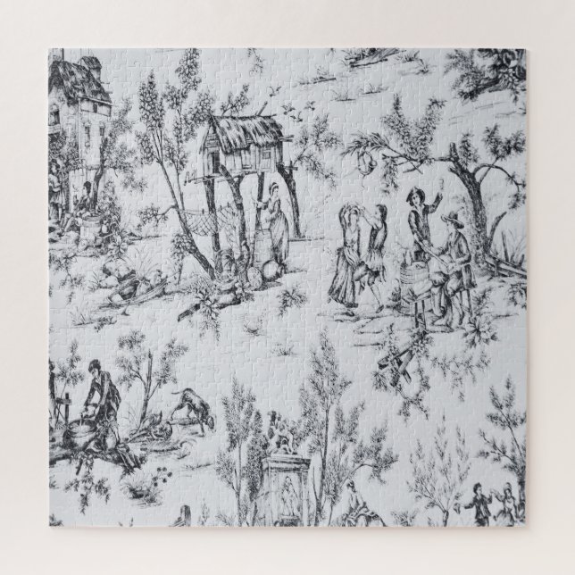 Französische Kunst in Schwarz-Weiß Puzzle (Vertikal)