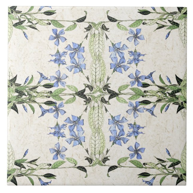 Französische Kunst Nouveau blaue Fliese (Vorderseite)