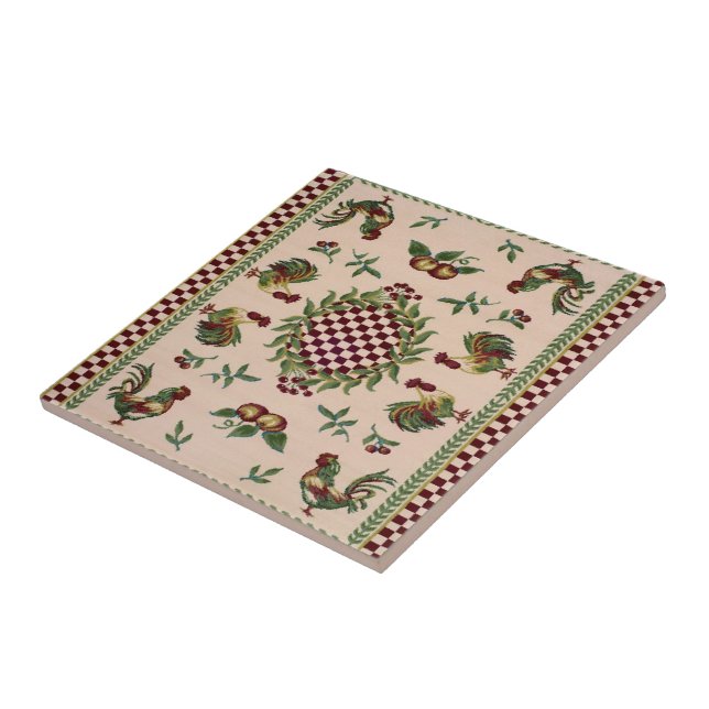 Französische Land-Hahn-Keramik-Fliese Fliese (Seite)