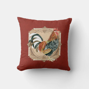 Französische Land-Hahn-Vintage antike Kissen