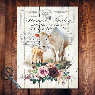 Französische Landblumen Charolais-Kühe Seidenpapier