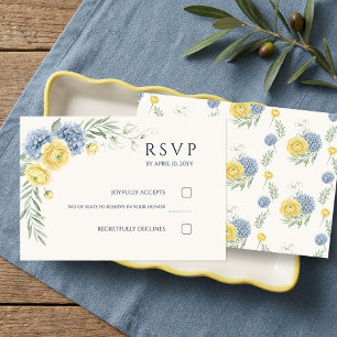 Französische Landgarten-Hochzeit Blau Hydrangea RS RSVP Karte