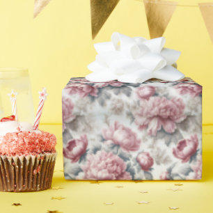 Französische Landhaus-Rosa Pfingstrosen Geschenkpapier