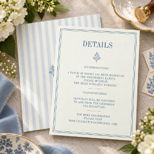 Französische Landhochzeit Dusty Blue Details Begleitkarte