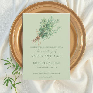 Französische Landhochzeit mit Rosmarinzweigen und  Einladung