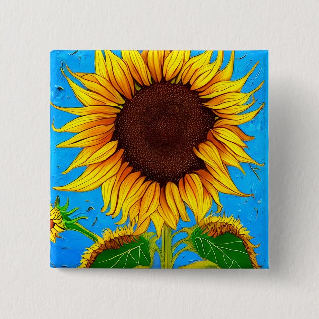 Französische Landschaft Sonnenblume Button (Vorderseite)