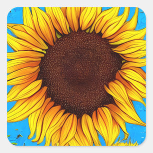 Französische Landschaft Sonnenblume Quadratischer Aufkleber