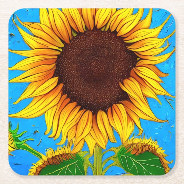 Französische Landschaft Sonnenblume Rechteckiger Pappuntersetzer (Vorderseite)