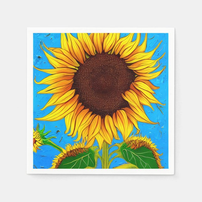 Französische Landschaft Sonnenblume Serviette (Vorderseite)