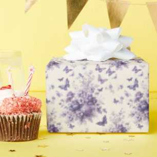 Französische Landtoilfleurie Lila Schmetterlinge Geschenkpapier