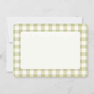 Französische Landwiese Gingham - Salbeigrün karier Dankeskarte