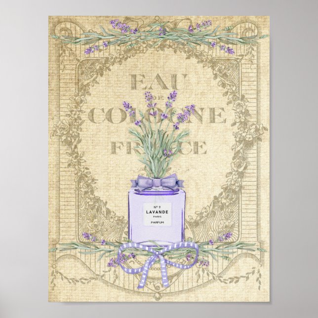 Französische Lavendel-Parfümflasche Poster (Vorne)