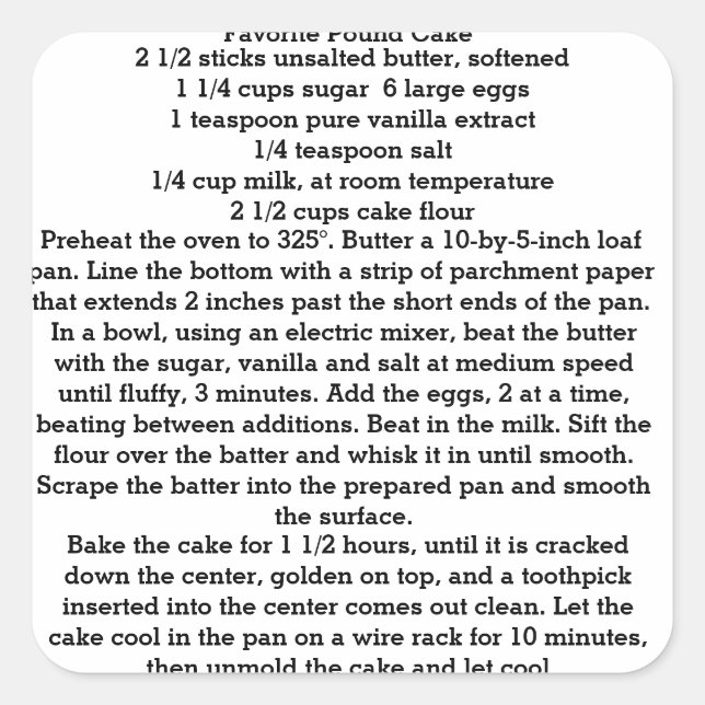 französische Lieblings-Pfund-Kuchen-Aufkleber Quadratischer Aufkleber (Vorderseite)