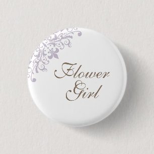 Französische Lila Lilie Script Flower Girl Button